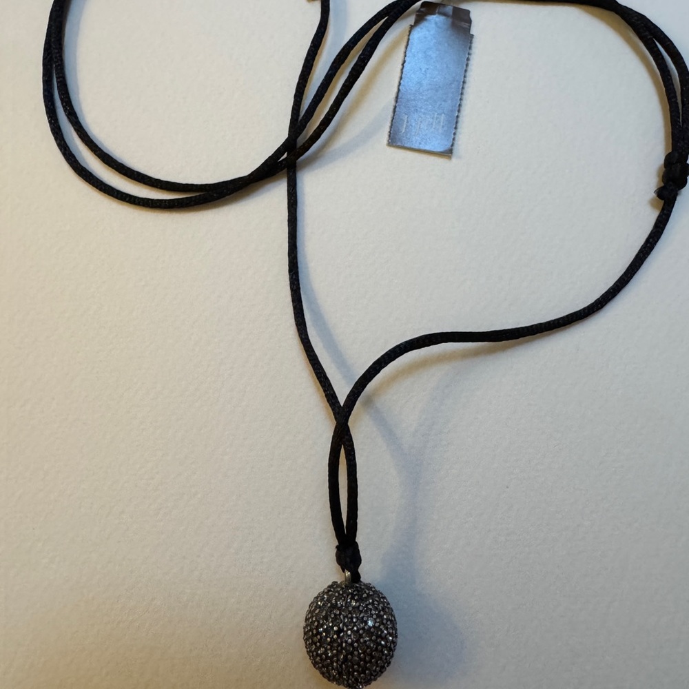 NWT J Jill Black Crystal Sphere Pendant Necklace SPARKLE Very Cool Adj cord - Picture 4 of 4